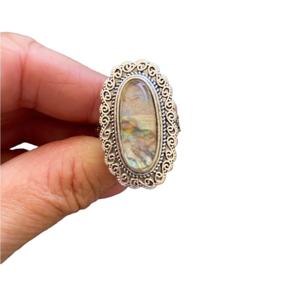 Vintage Antique Style Silver and Earthtones Stone Ring - Picture 5 of 5